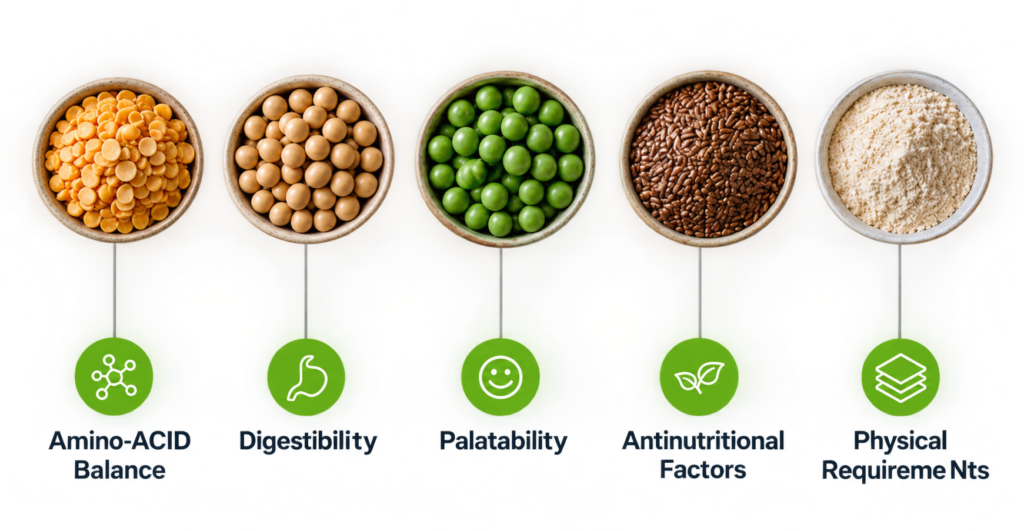 Bowl of plant-based aquaculture feed ingredients formulated as a complete nutritional system